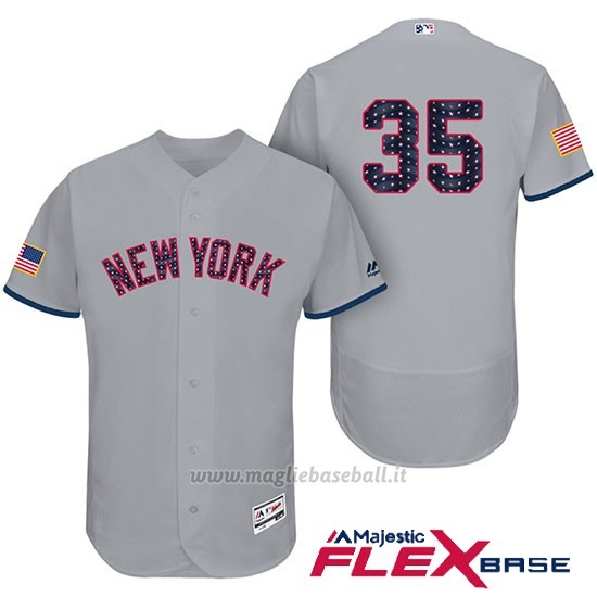 Maglia Baseball Uomo New York Yankees 2017 Estrellas y Rayas Michael Pineda Grigio Flex Base